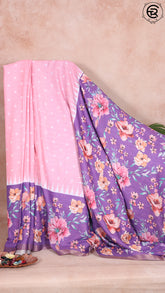 Salmon Pink and Orchid Violet Floral Butta and Digital Printed Pallu Fancy Georgette Saree